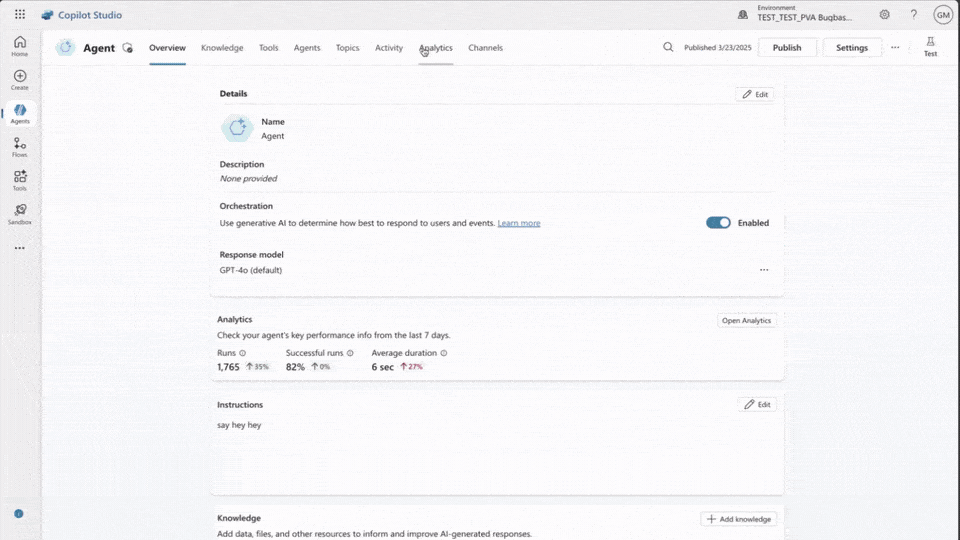 A gif showing how to calculate the ROI and savings per run of an agent in Copilot Studio