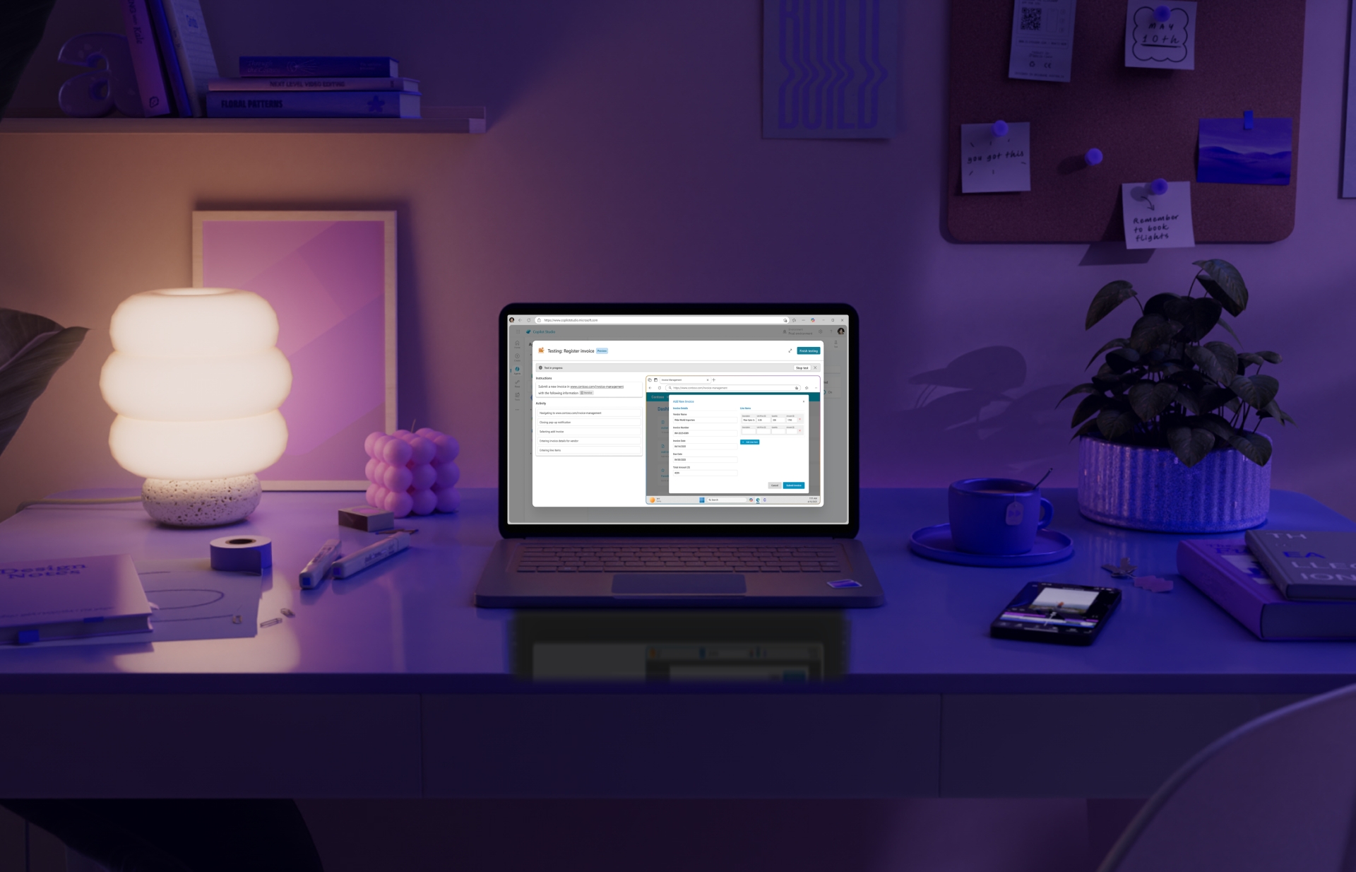 A laptop on a desk running a computer use agent