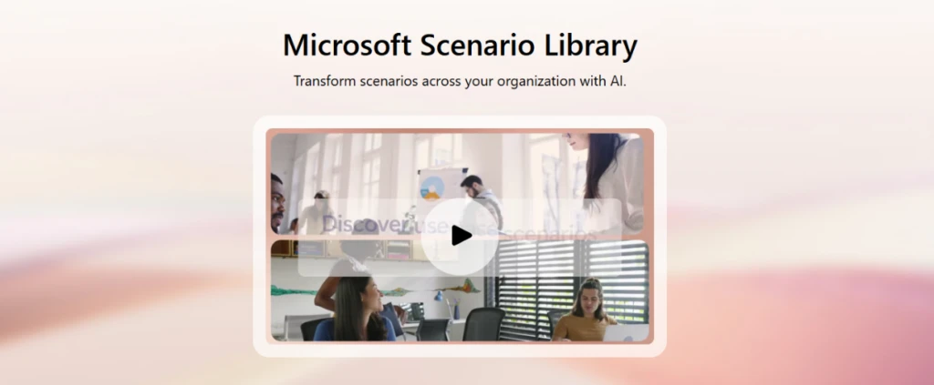 Screenshot of Microsoft Scenario Library webpage