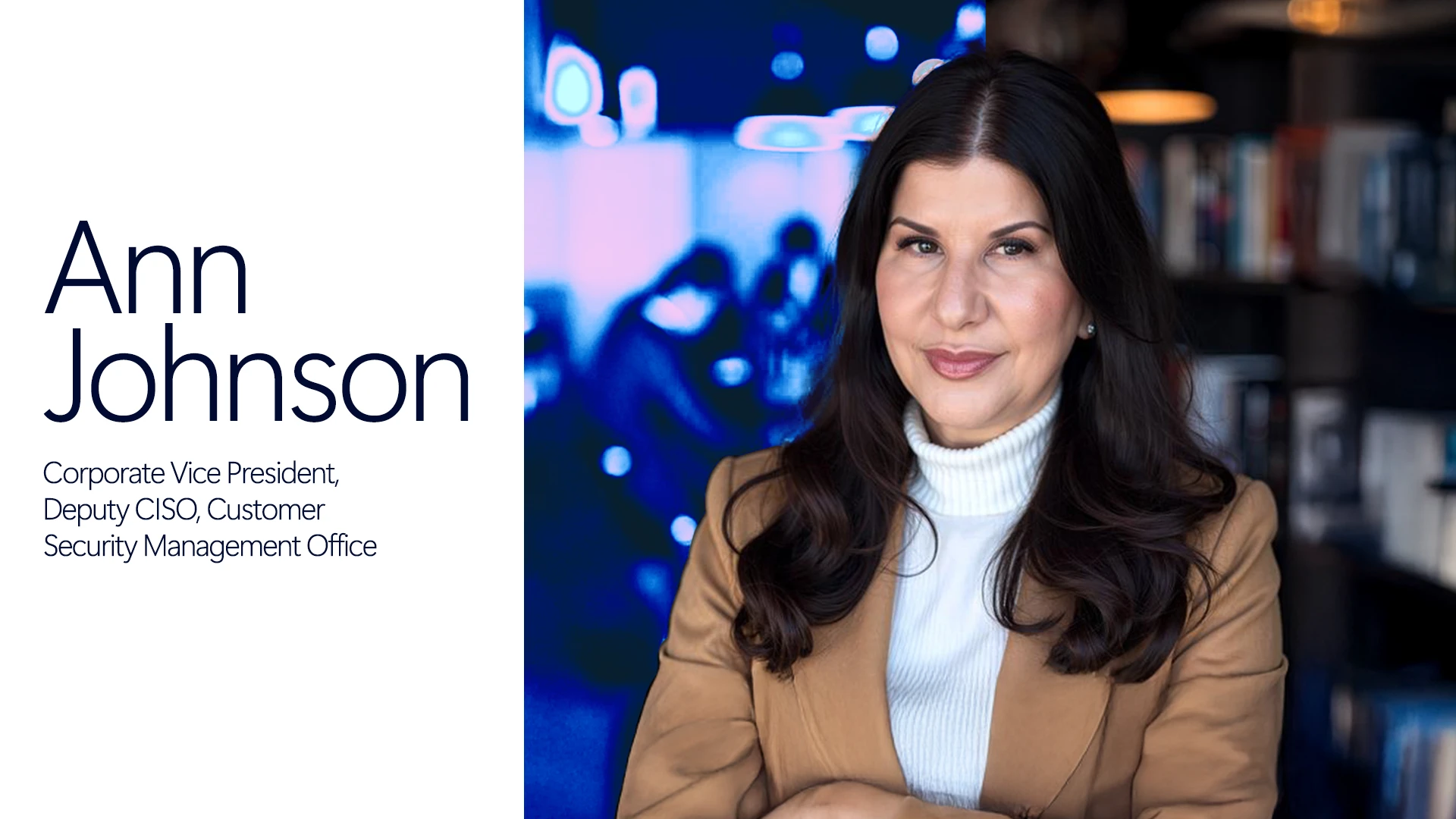 Headshop of woman in white turtleneck and brown blazer